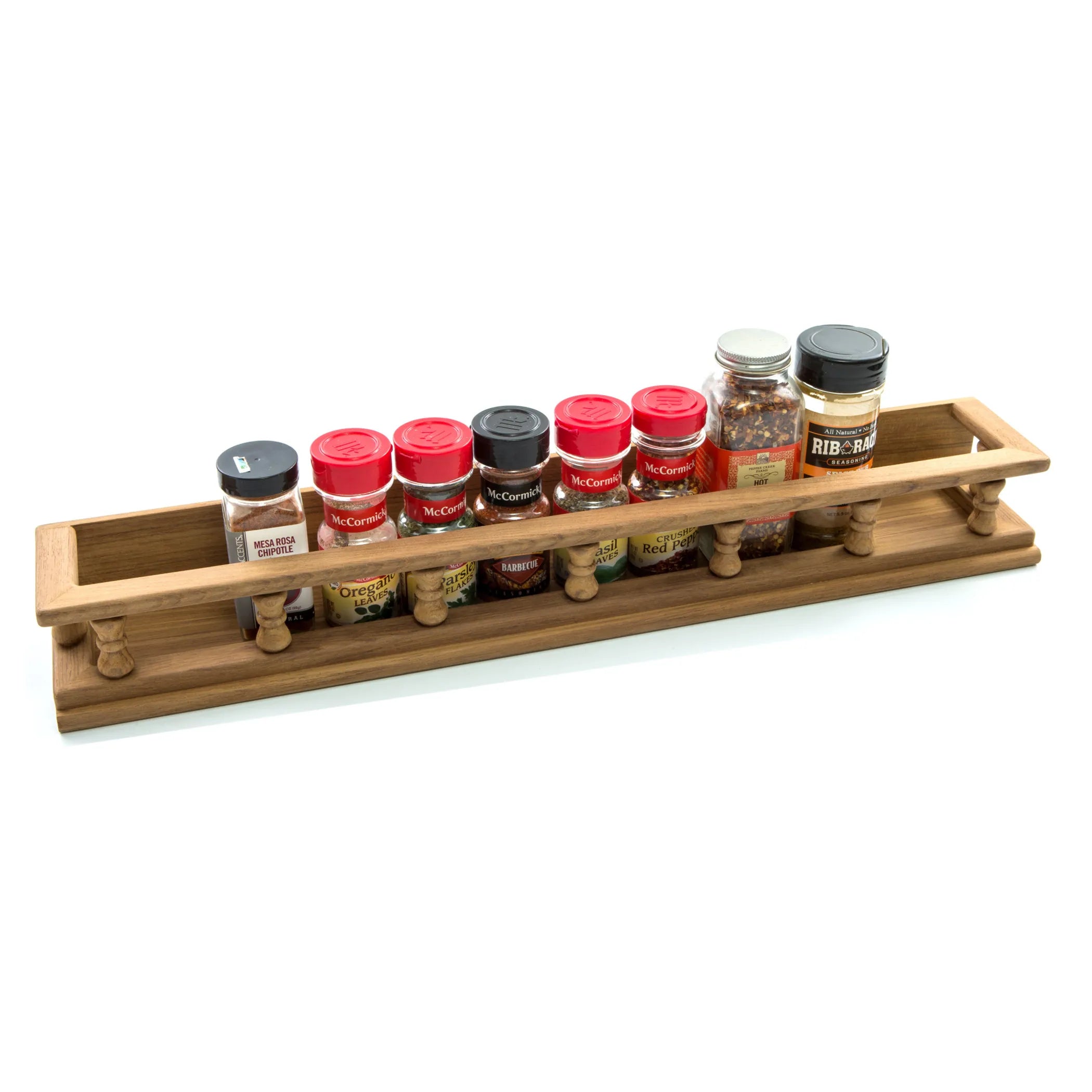 Rustic Wall Mounted Wooden Spice Rack