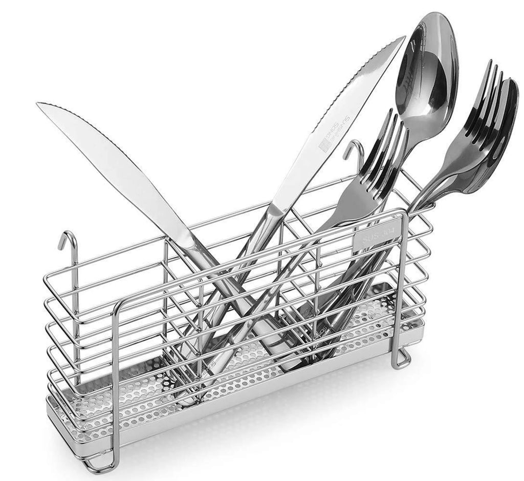 Stainless Steel Utensil Drying Rack Holder with Hooks