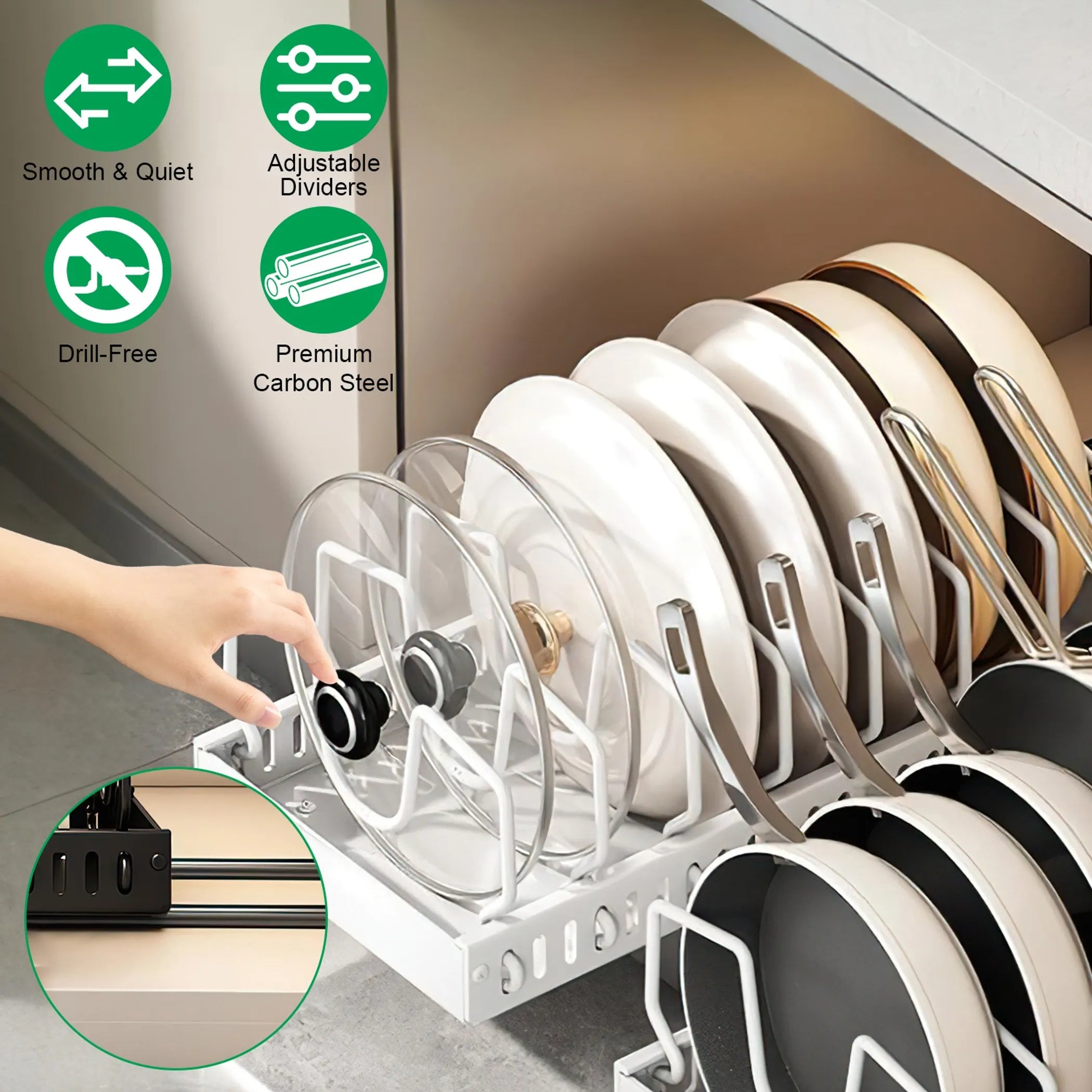 Expandable Pull Out Pots & Pans Organizer