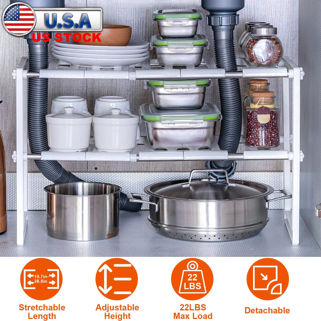 Retractable 2-Tier Under Sink Organize