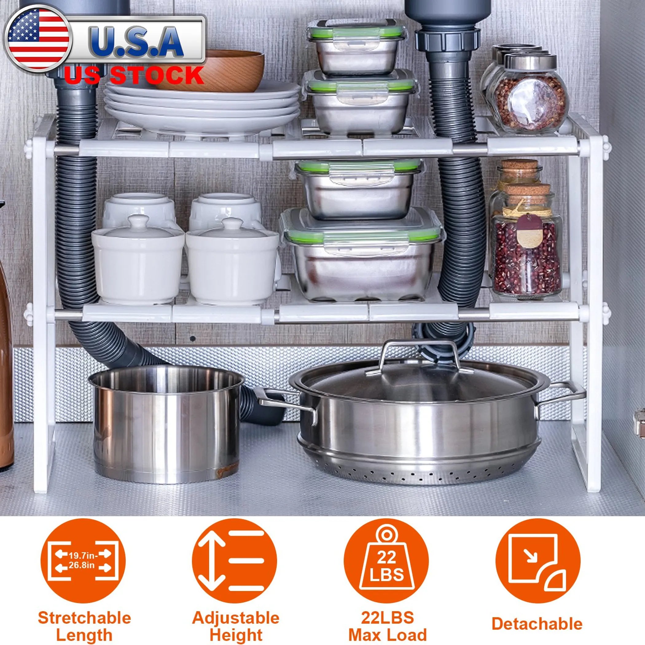 Retractable 2-Tier Under Sink Organize