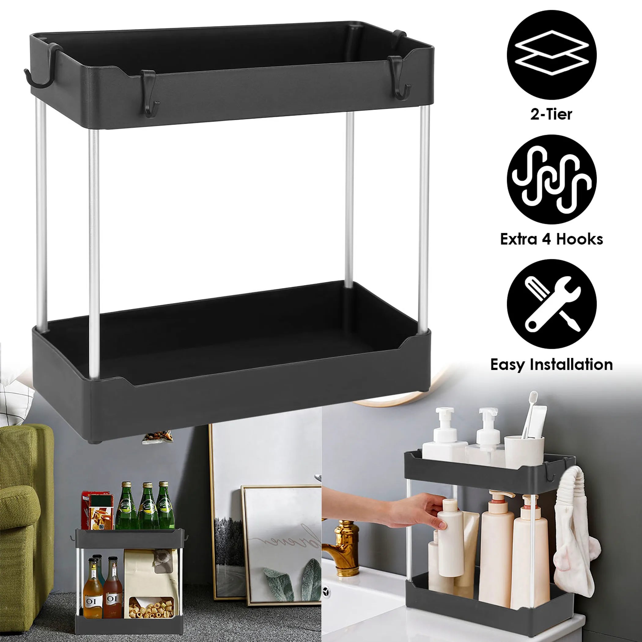 2-Tier Under Sink Shelf Organizer for kitchen cabinet