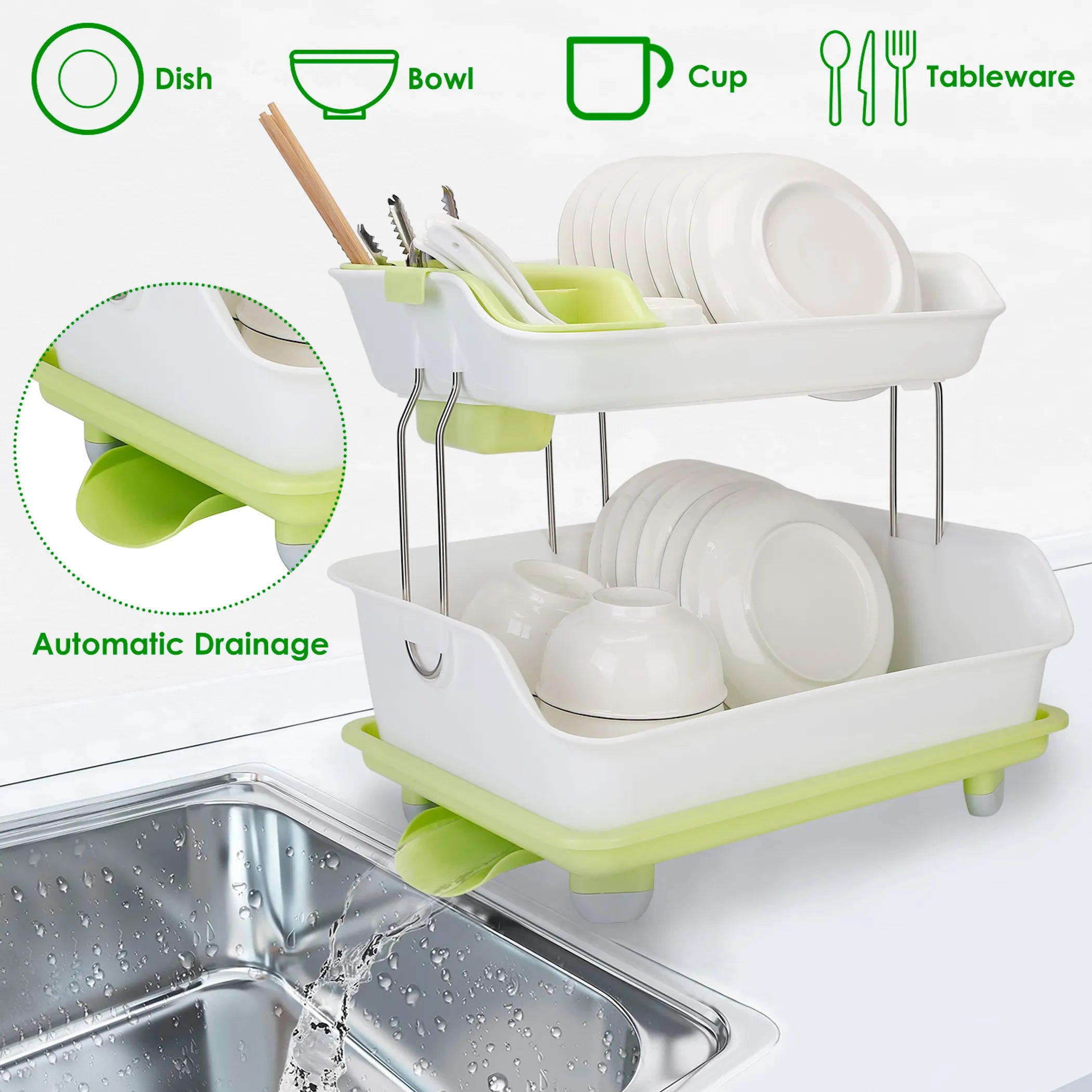 Space saving dish drying stand for kitchen