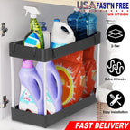 Metal 2-tier cabinet storage organizer