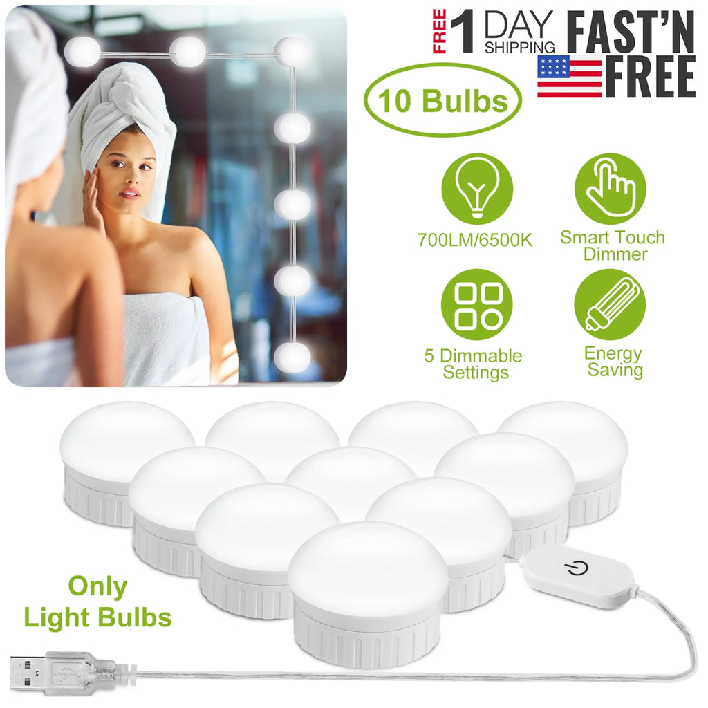dimmable LED vanity lights for makeup mirror