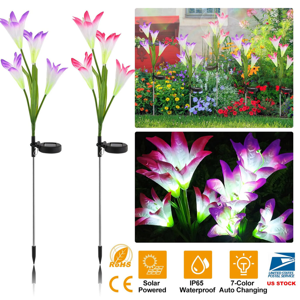 outdoor solar flower lights set