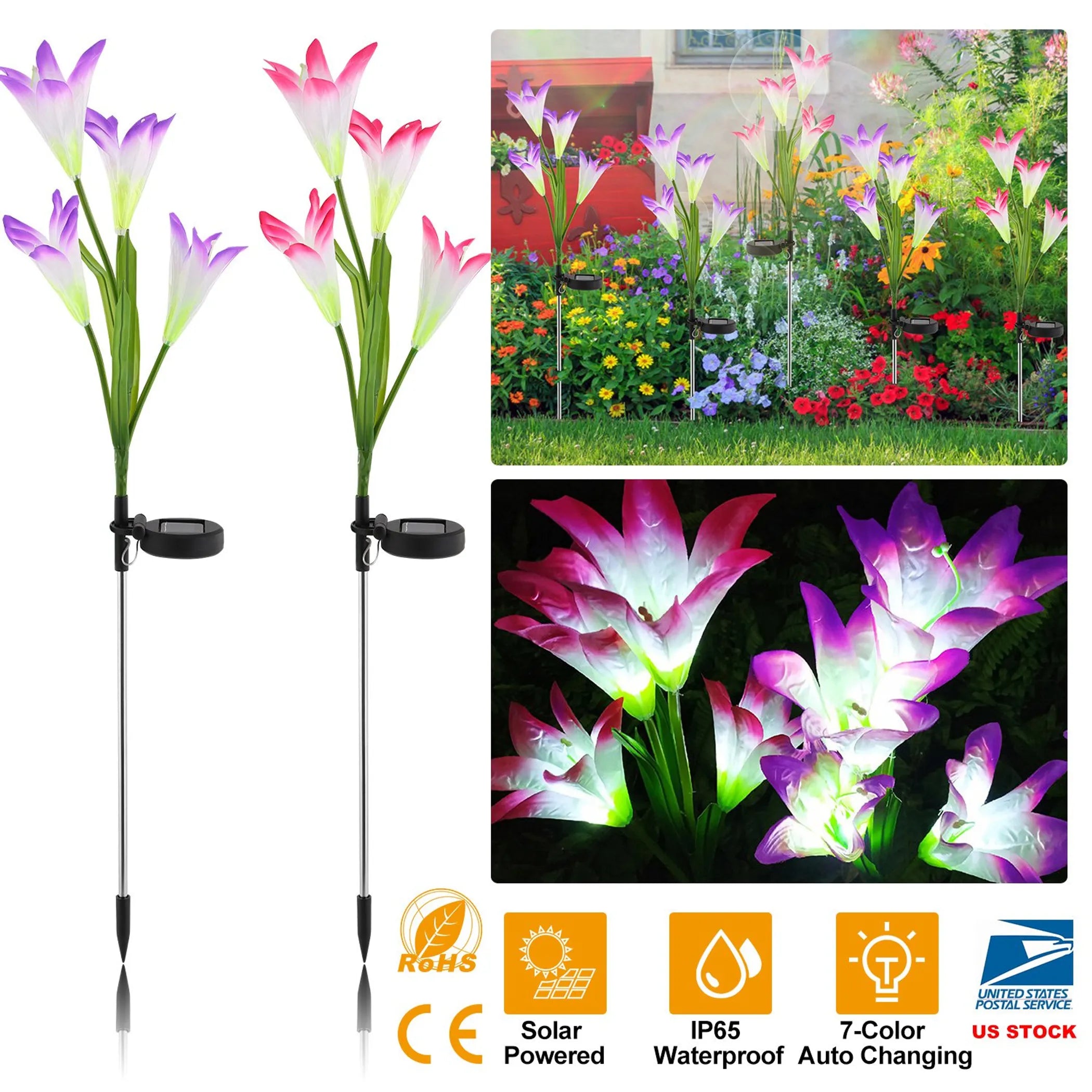 outdoor solar flower lights set