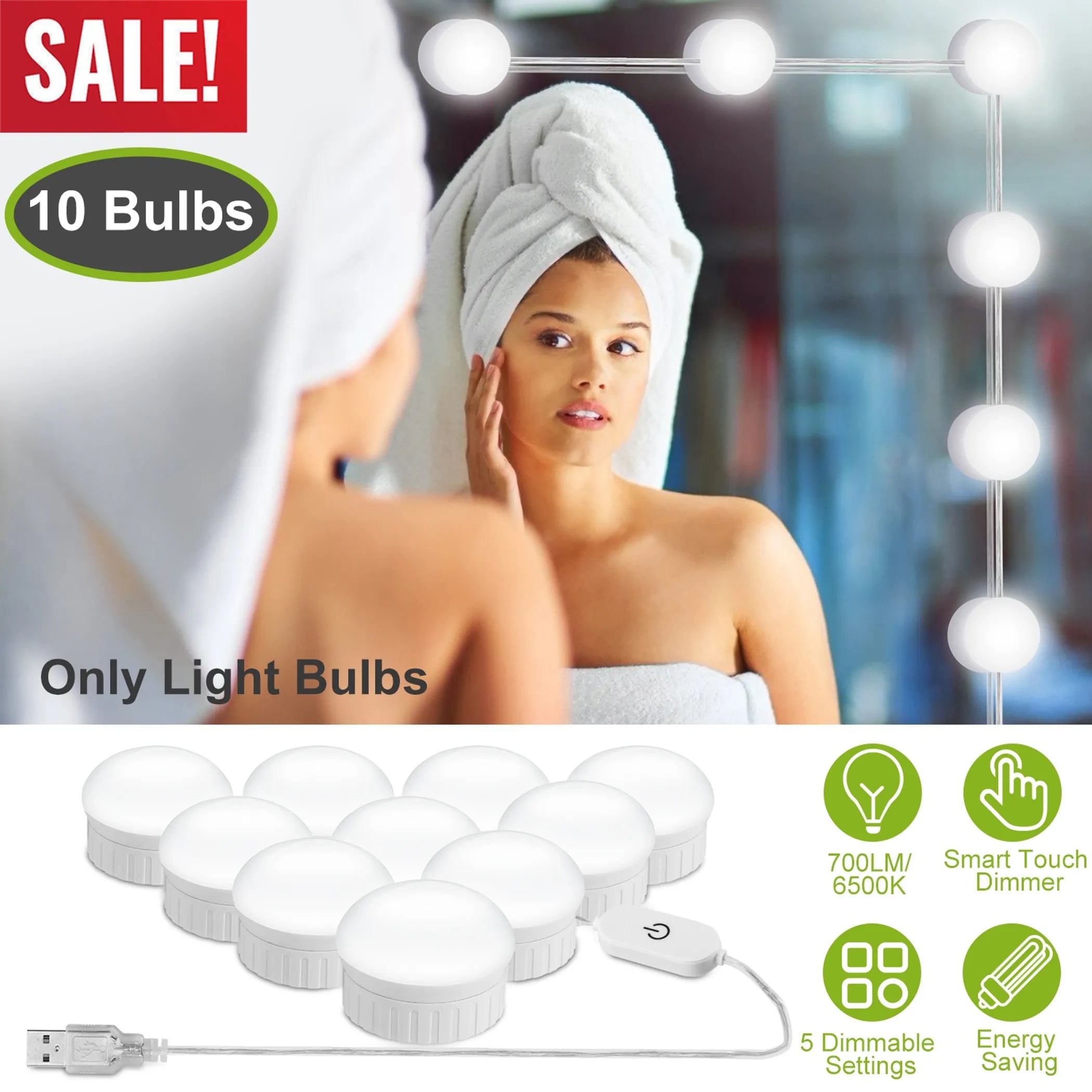 vanity mirror LED strip lights installed easy setup