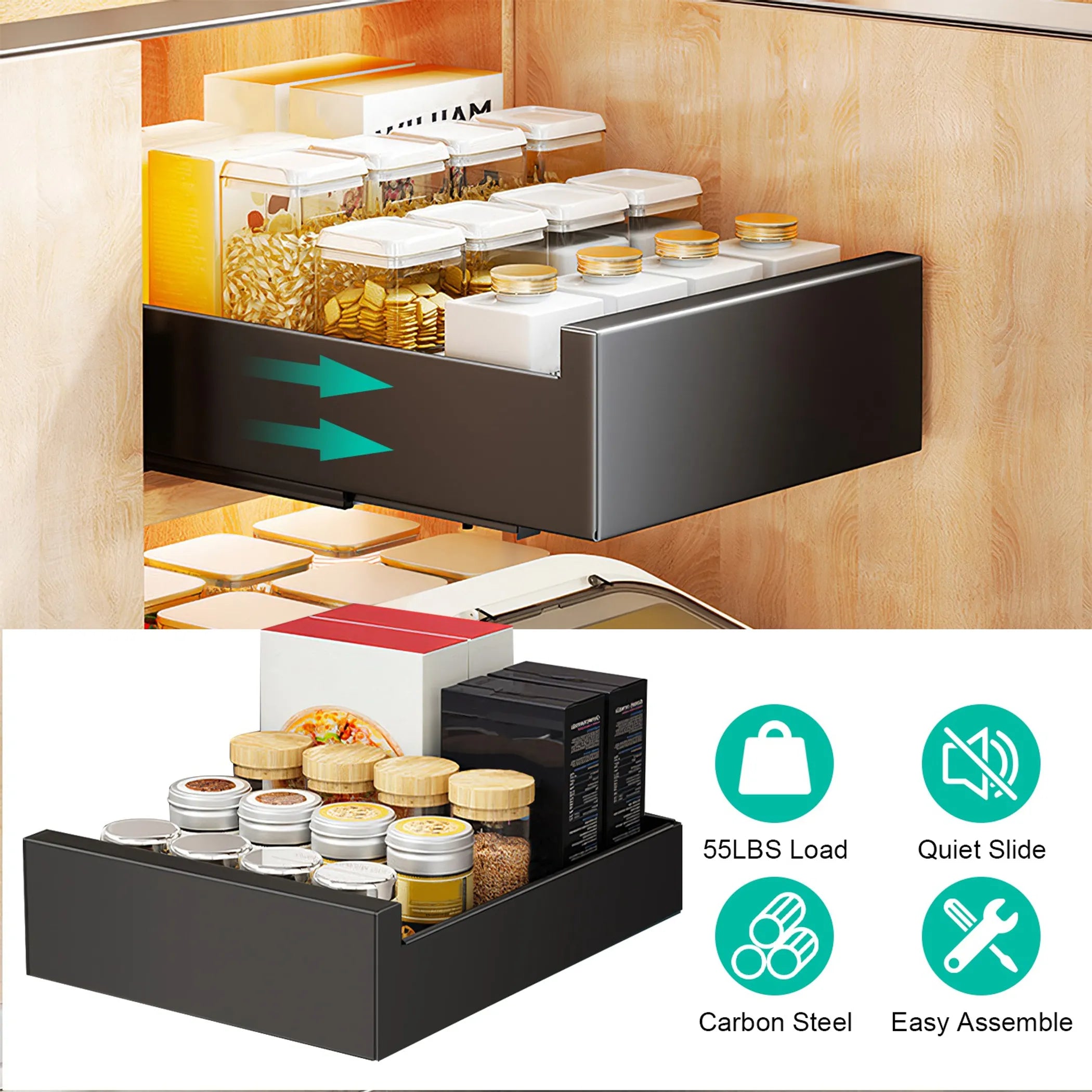 kitchen pull out storage organizer