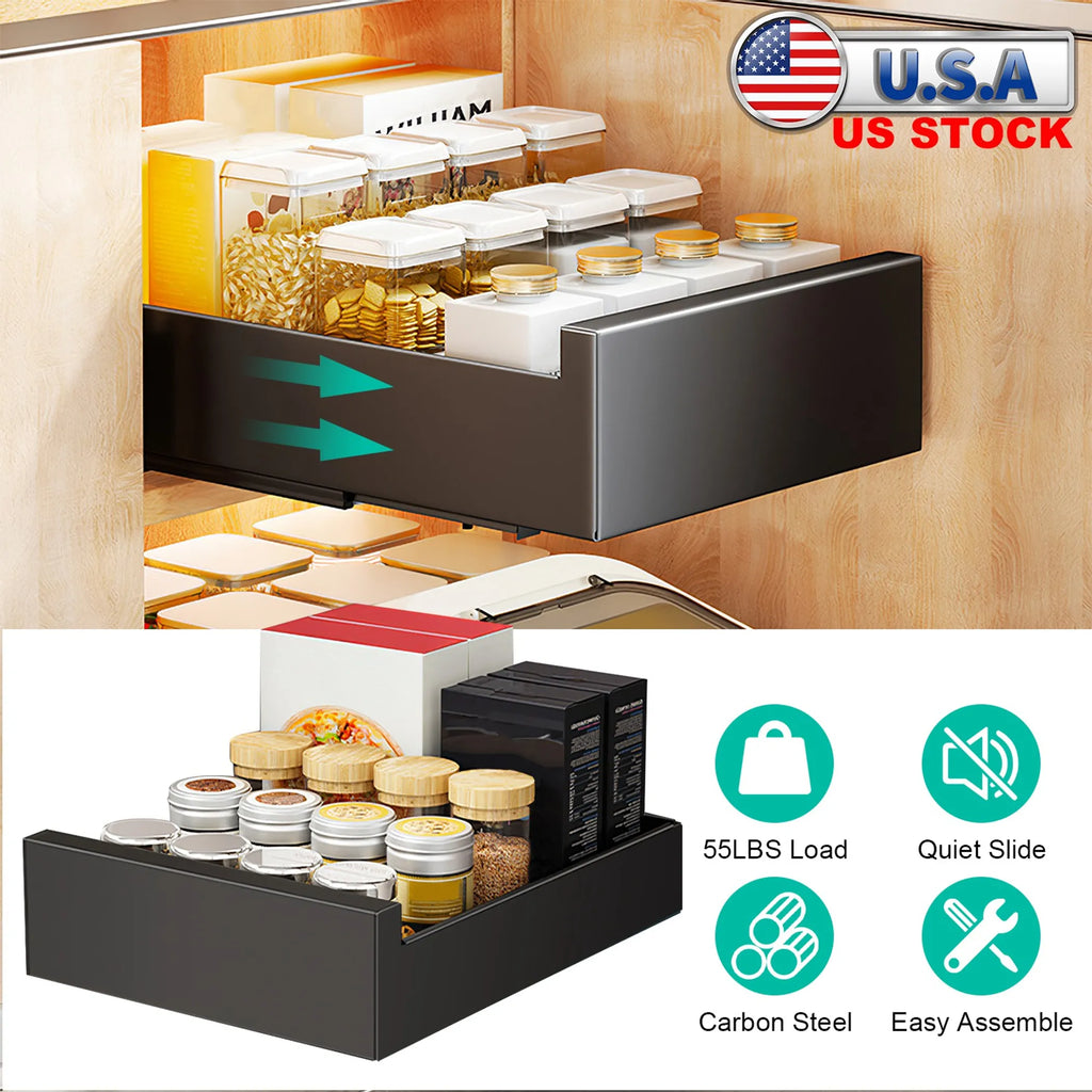 under sink sliding basket organizer