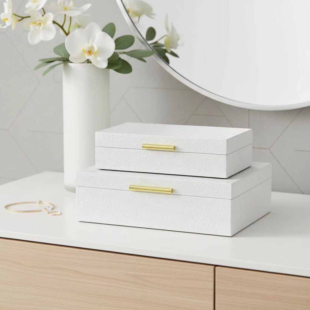 faux shagreen storage boxes
