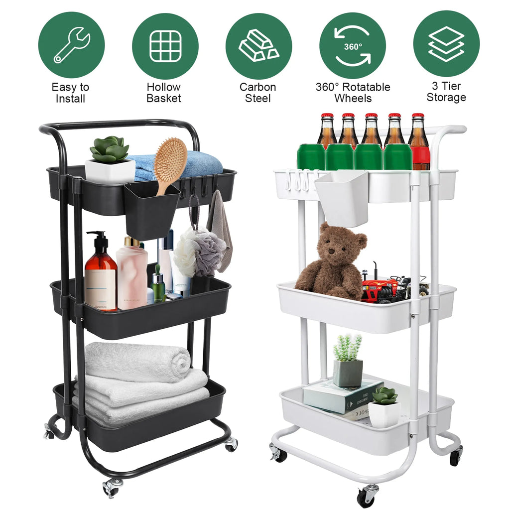 rolling utility cart for bathroom storage