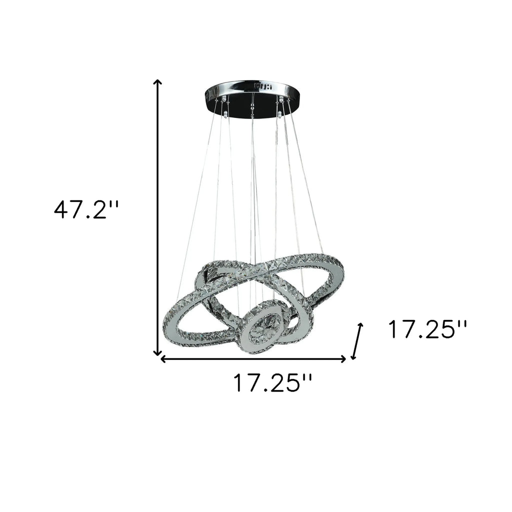 premium silver metal chandelier with hanging crystal details