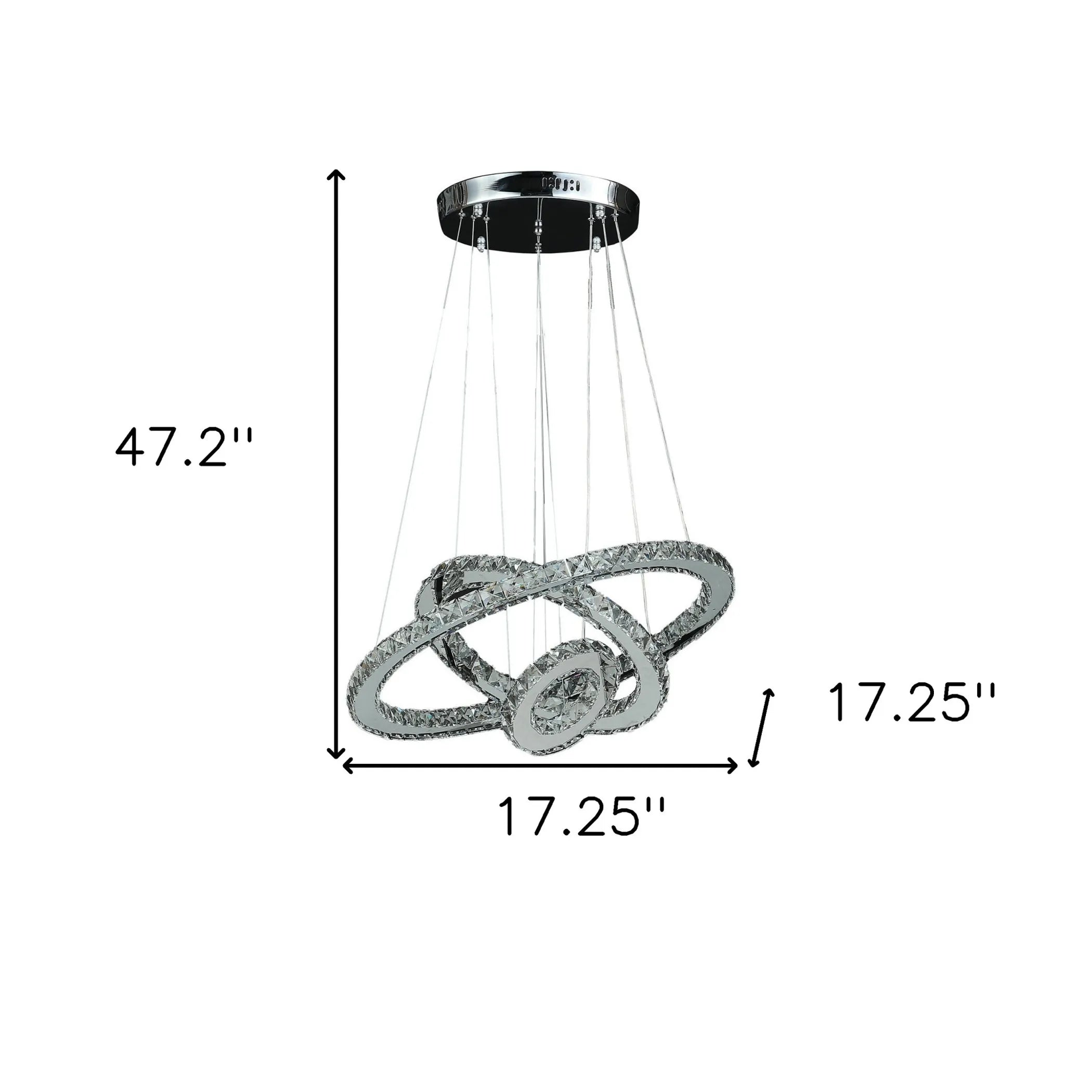 premium silver metal chandelier with hanging crystal details