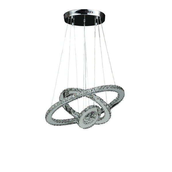silver crystal LED chandelier modern luxury ceiling light fixture