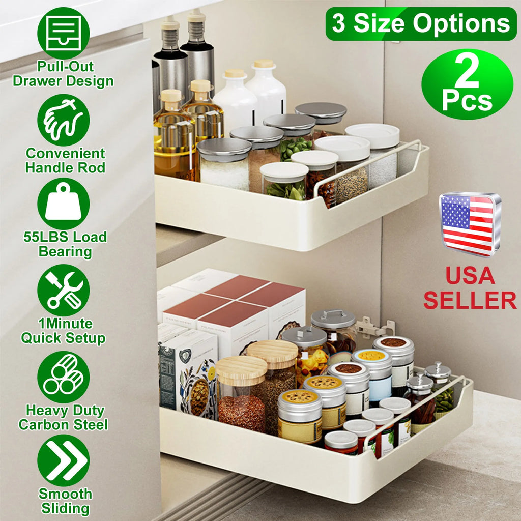 sliding cabinet organizer for kitchen