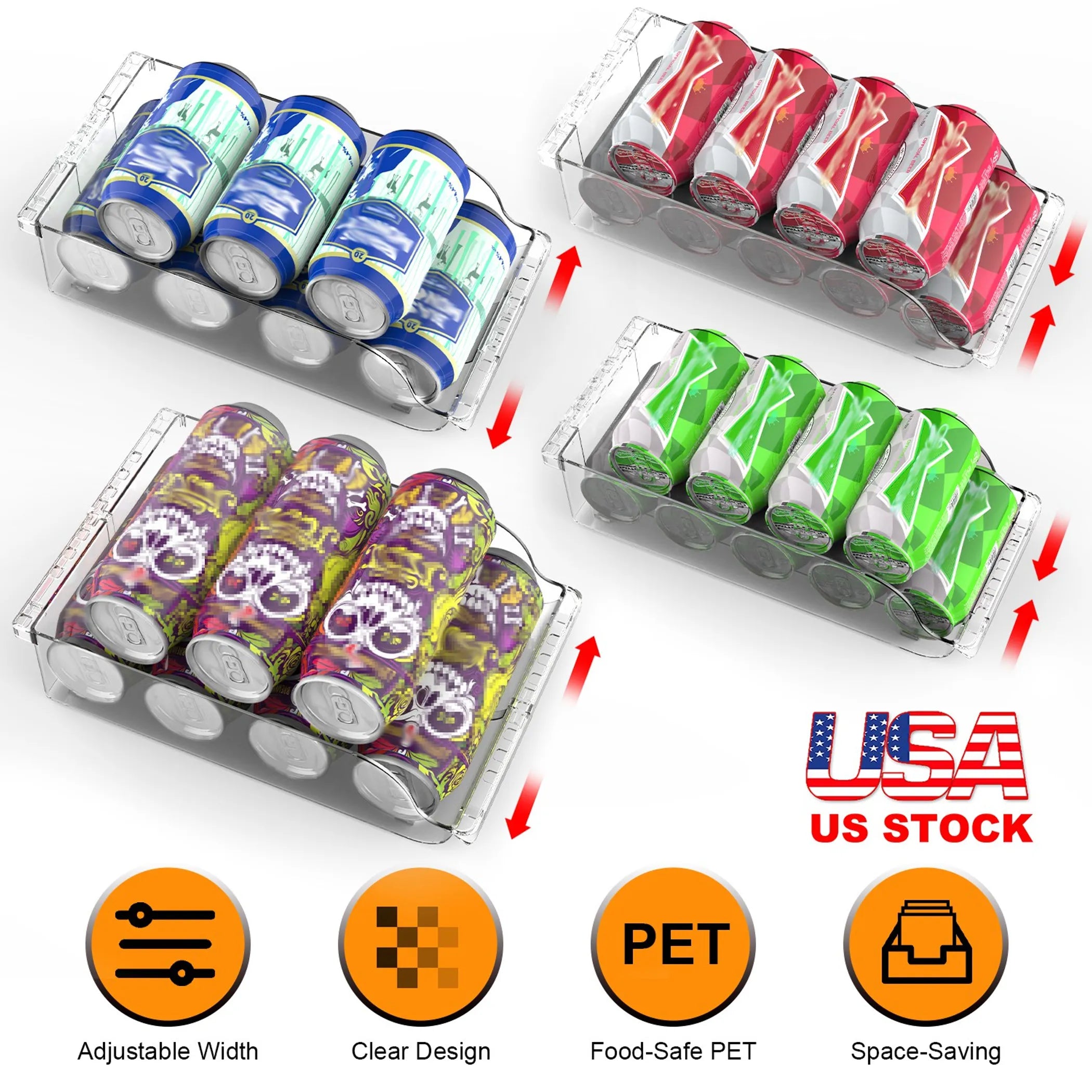 fridge organizer set for beverage cans