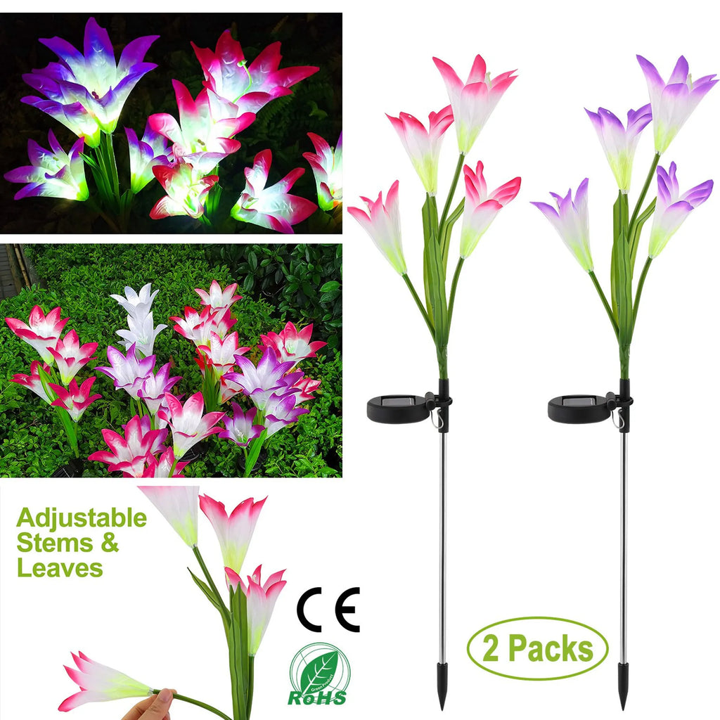 lily flower solar pathway lights