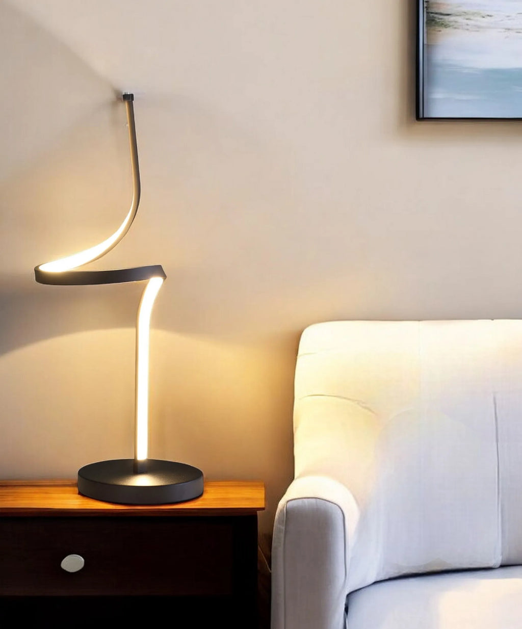 touch control LED bedside lamp black color