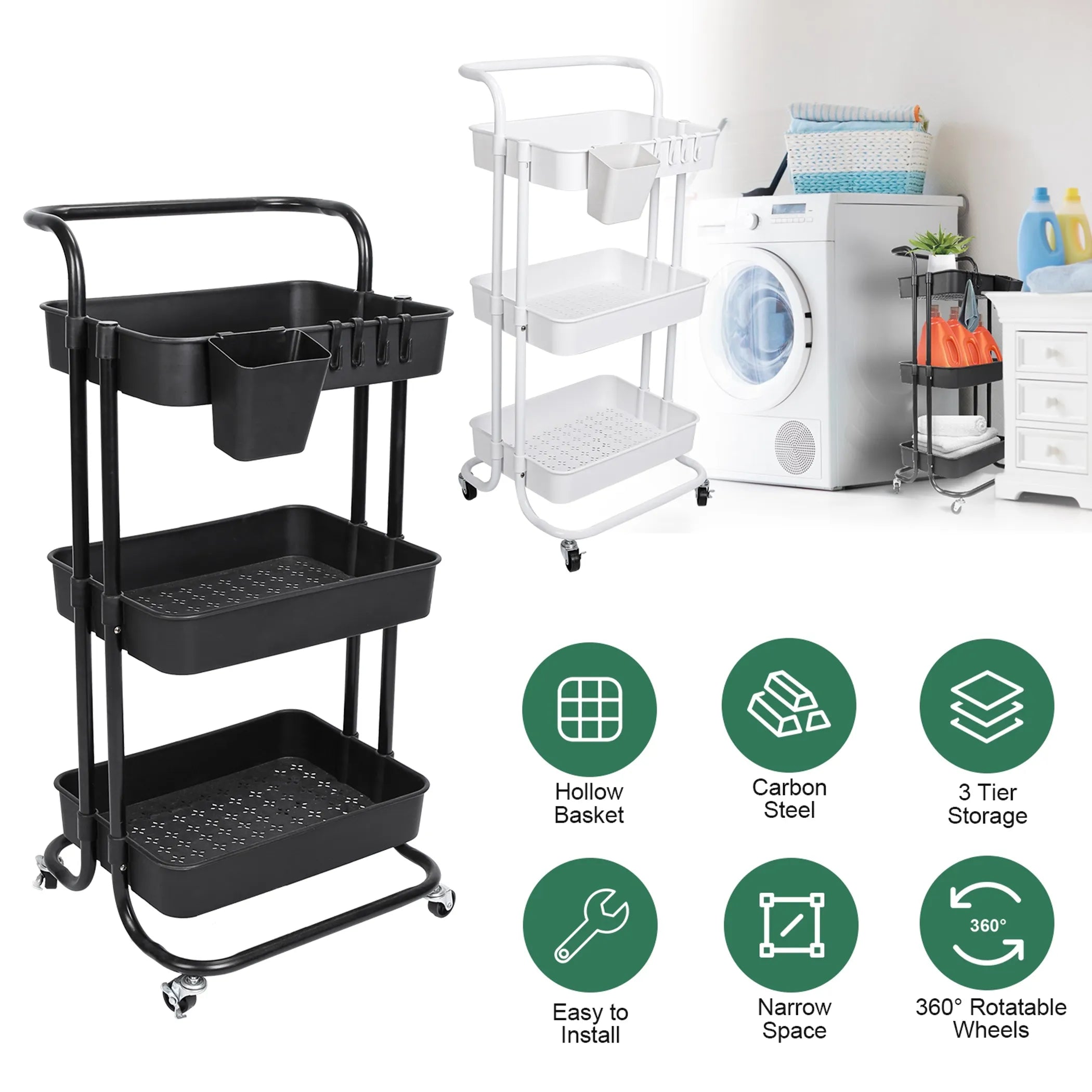 slim rolling organizer cart